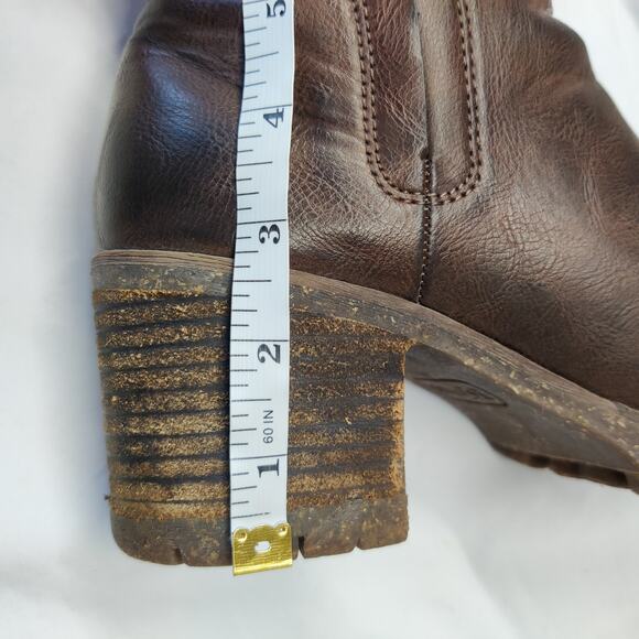 Korks Elsie 10 Chocolate Brown Faux Leather Pull On Ankle Boots Chunky Lug Sole - Picture 8 of 10